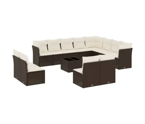 13-Daļīgs Dārza Dīvānu Komplekts, Matrači, Brūna Pe Rotangpalma Vidaxl