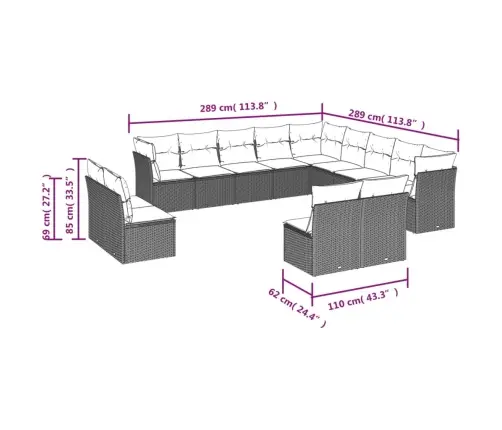 13-Osaline Aiadiivani Komplekt Patjadega, Must, Polürotang