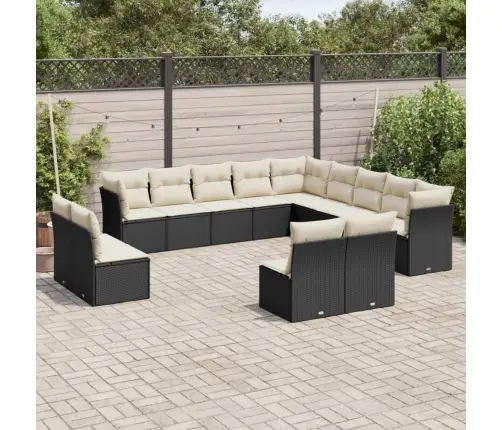 13-Osaline Aiadiivani Komplekt Patjadega, Must, Polürotang