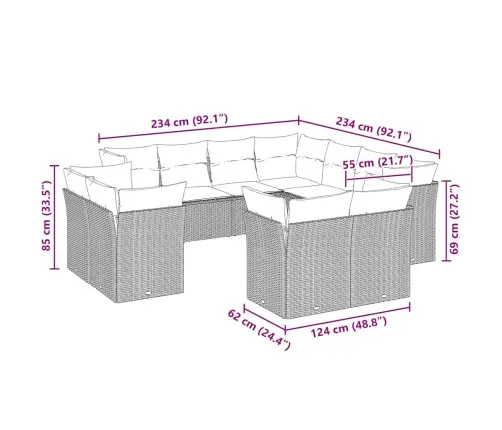 11-Osaline Aiadiivani Komplekt Patjadega, Helehall, Polürotang