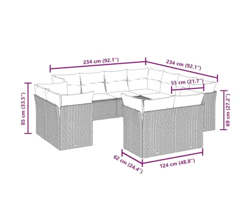 11-Osaline Aiadiivani Komplekt Patjadega, Pruun, Polürotang