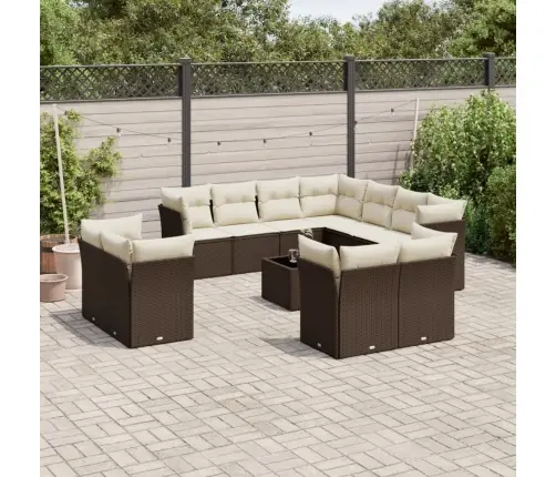 Sodo Komplektas Su Pagalvėlėmis, 12 Dalių, Rudas, Poliratanas