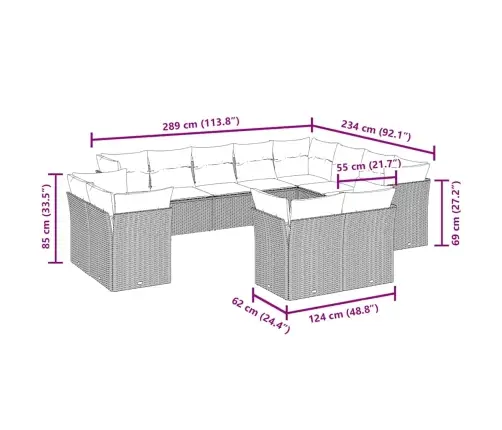 12-Daļīgs Dārza Dīvāna Komplekts, Matrači, Brūna Pe Rotangpalma Vidaxl