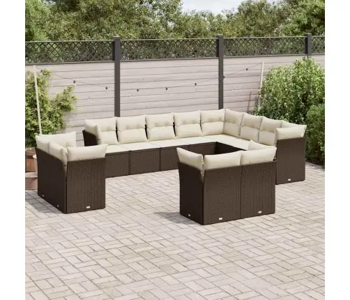 12-Daļīgs Dārza Dīvāna Komplekts, Matrači, Brūna Pe Rotangpalma Vidaxl