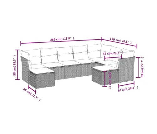 9-Osaline Aiadiivani Komplekt Patjadega, Beež, Polürotang