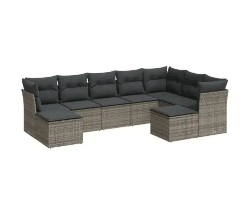 9-Daļīgs Dārza Dīvāna Komplekts Ar Matračiem, Pelēks Pe Pinums Vidaxl