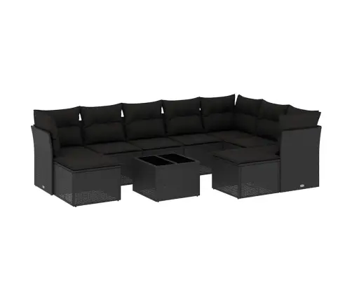10-Daļīgs Dārza Dīvāna Komplekts, Matrači, Melna Pe Rotangpalma Vidaxl