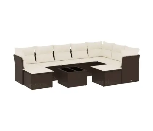 Sodo Komplektas Su Pagalvėlėmis, 10 Dalių, Rudas, Poliratanas