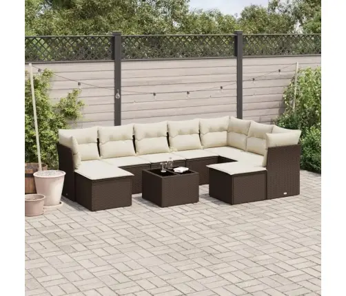 Sodo Komplektas Su Pagalvėlėmis, 10 Dalių, Rudas, Poliratanas