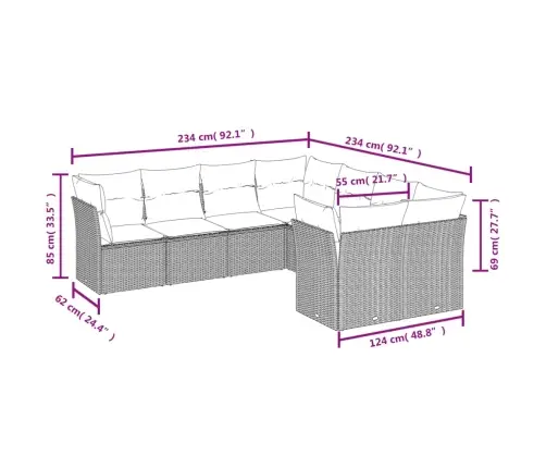 8-Osaline Aiadiivani Komplekt Patjadega, Must, Polürotang