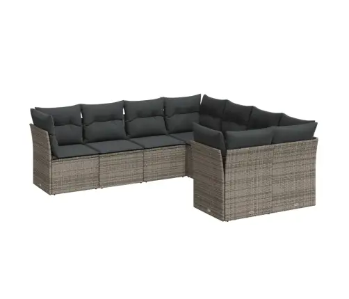 8-Daļīgs Dārza Dīvāna Komplekts Ar Matračiem, Pelēks Pe Pinums Vidaxl