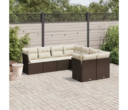 8-Daļīgs Dārza Dīvānu Komplekts, Matrači, Brūna Pe Rotangpalma Vidaxl