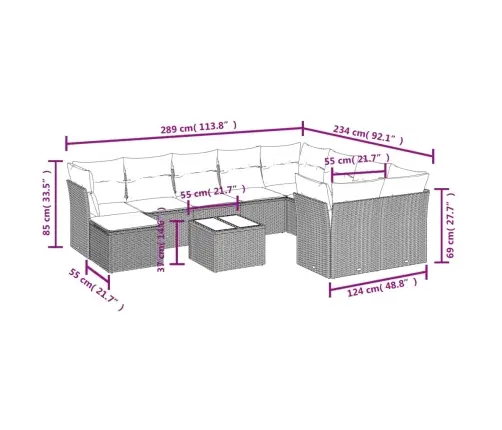 11-Daļīgs Dārza Dīvāna Komplekts, Matrači, Bēša Pe Rotangpalma Vidaxl