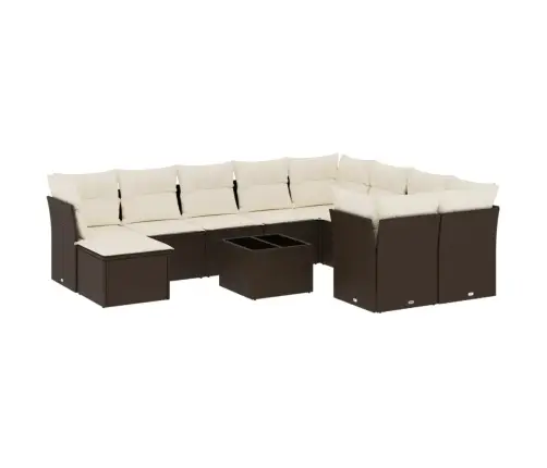 11-Daļīgs Dārza Dīvāna Komplekts, Matrači, Brūna Pe Rotangpalma Vidaxl