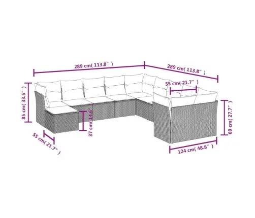 11-Osaline Aiadiivani Komplekt Patjadega, Pruun, Polürotang