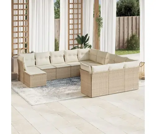 12-Osaline Aiadiivani Komplekt Patjadega, Beež, Polürotang