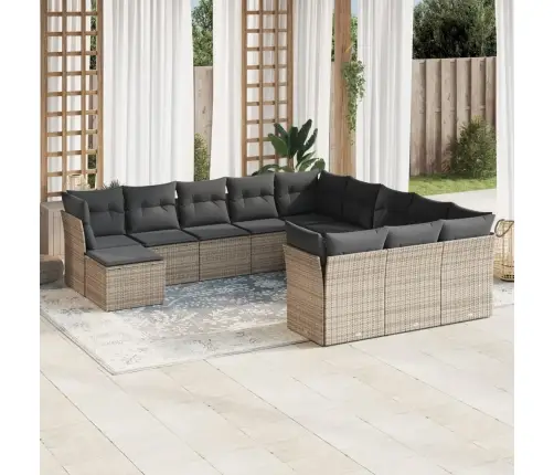 12-Daļīgs Dārza Atpūtas Mēbeļu Komplekts, Matrači, Pelēks Pe Vidaxl