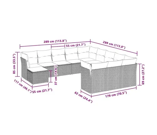 Sodo Komplektas Su Pagalvėlėmis, 12 Dalių, Pilkas, Poliratanas Sodo Komplektas Su Pagalvėlėmis, 12 Dalių, Pilkas, Poliratanas