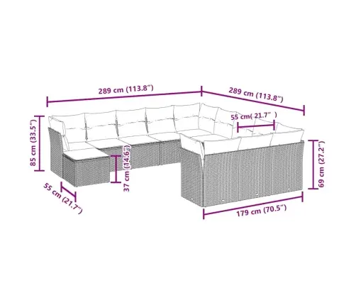 12-Daļīgs Dārza Dīvāna Komplekts, Matrači, Brūna Pe Rotangpalma Vidaxl