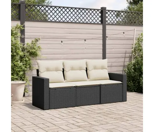 3-Osaline Aiadiivanikomplekt Patjadega, Must, Polürotang