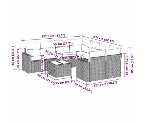 Sofos Komplektas Su Pagalvėlėmis, 3 Dalių, Pilkas, Poliratanas