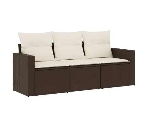 3-Daļīgs Dārza Dīvānu Komplekts, Matrači, Brūna Pe Rotangpalma Vidaxl