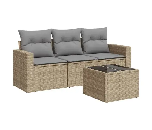 4-Daļīgs Dārza Dīvāna Komplekts, Matrači, Bēša Pe Rotangpalma Vidaxl 4-Daļīgs Dārza Dīvāna Komplekts, Matrači, Bēša Pe Rotangpalma Vidaxl