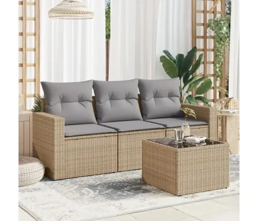 4-Daļīgs Dārza Dīvāna Komplekts, Matrači, Bēša Pe Rotangpalma Vidaxl 4-Daļīgs Dārza Dīvāna Komplekts, Matrači, Bēša Pe Rotangpalma Vidaxl