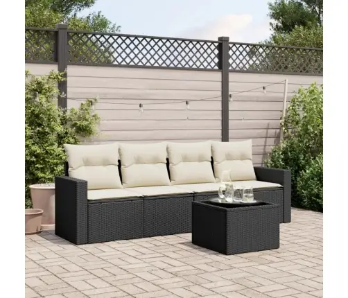 Sodo Komplektas Su Pagalvėlėmis, 5 Dalių, Juodas, Poliratanas