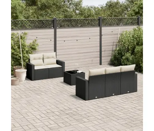 6-Daļīgs Dārza Dīvāna Komplekts, Matrači, Melna Pe Rotanpalma Vidaxl