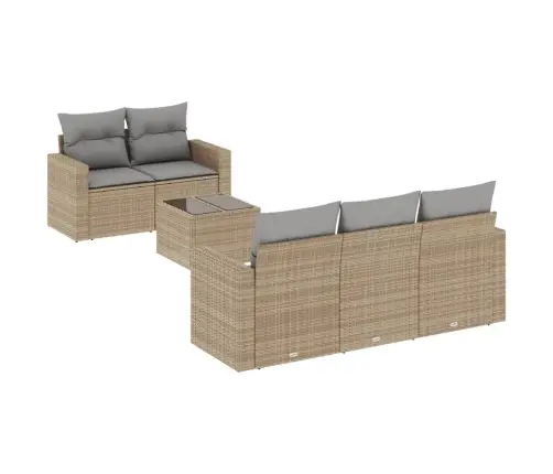 6-Daļīgs Dārza Dīvāna Komplekts, Matrači, Bēša Pe Rotangpalma Vidaxl