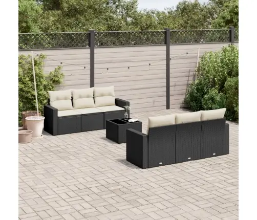 7-Daļīgs Dārza Dīvāna Komplekts Ar Matračiem, Melna Pe Vidaxl