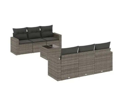 7-Daļīgs Dārza Dīvāna Komplekts, Matrači, Pelēka Pe Rotangpalma Vidaxl