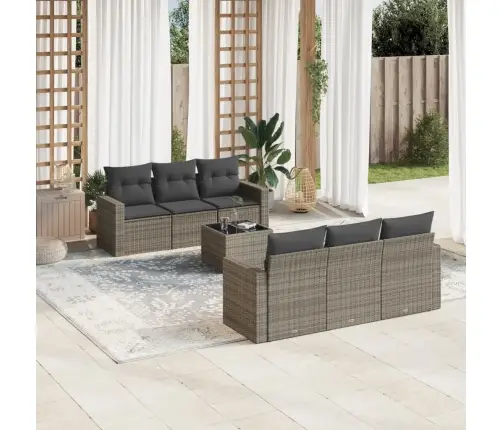 7-Daļīgs Dārza Dīvāna Komplekts, Matrači, Pelēka Pe Rotangpalma Vidaxl