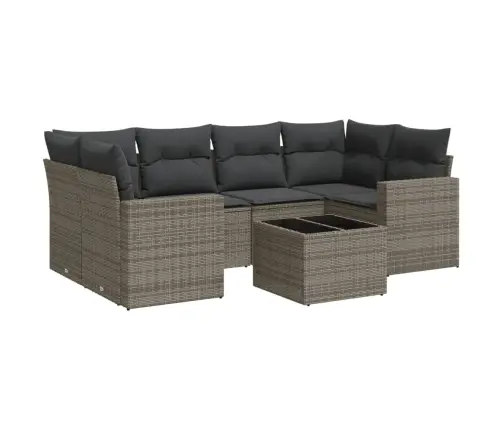 Sofos Komplektas Su Pagalvėlėmis, 7 Dalių, Pilkas, Poliratanas