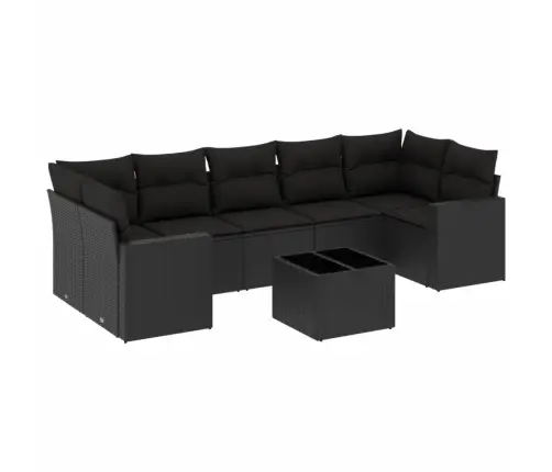 8-Daļīgs Dārza Dīvāna Komplekts, Matrači, Melna Pe Rotangpalma Vidaxl