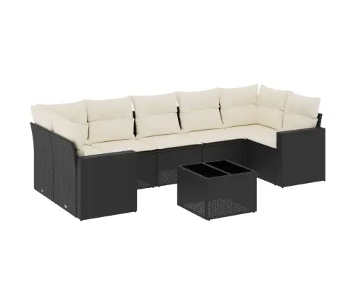 8-Daļīgs Dārza Dīvāna Komplekts, Matrači, Melna Pe Rotangpalma Vidaxl