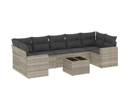 Sodo Komplektas Su Pagalvėlėmis, 8 Dalių, Pilkas, Poliratanas