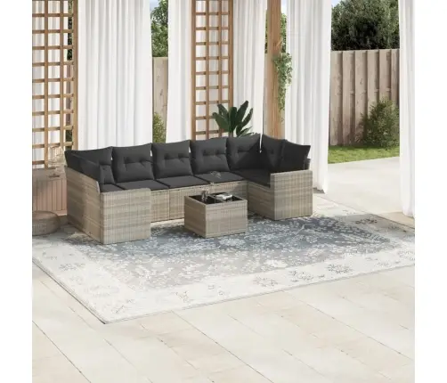 Sodo Komplektas Su Pagalvėlėmis, 8 Dalių, Pilkas, Poliratanas