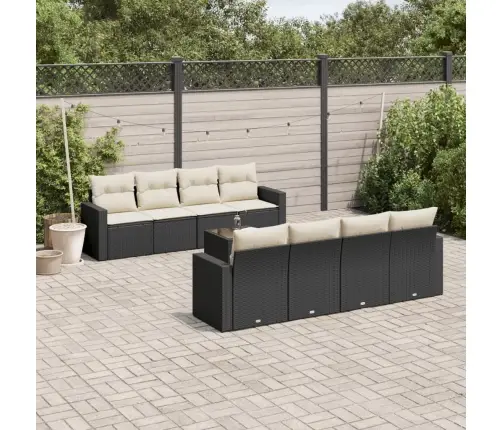 9-Daļīgs Dārza Dīvāna Komplekts, Matrači, Melna Pe Rotangpalma Vidaxl