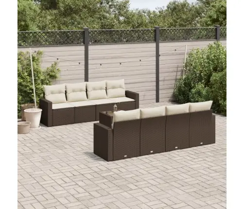 Sodo Komplektas Su Pagalvėlėmis, 9 Dalių, Rudas, Poliratanas