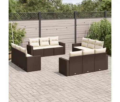 12-Daļīgs Dārza Dīvāna Komplekts, Matrači, Brūna Pe Rotangpalma Vidaxl