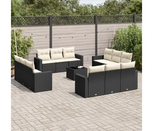 13-Osaline Aiadiivani Komplekt Patjadega, Must, Polürotang