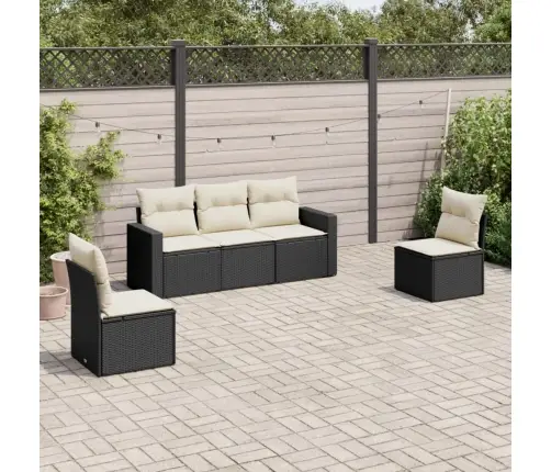 Sodo Komplektas Su Pagalvėlėmis, 5 Dalių, Juodas, Poliratanas