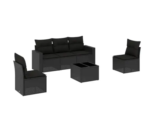 6-Daļīgs Dārza Dīvāna Komplekts, Matrači, Melna Pe Rotanpalma Vidaxl