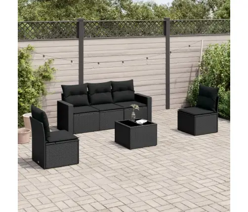 6-Daļīgs Dārza Dīvāna Komplekts, Matrači, Melna Pe Rotanpalma Vidaxl