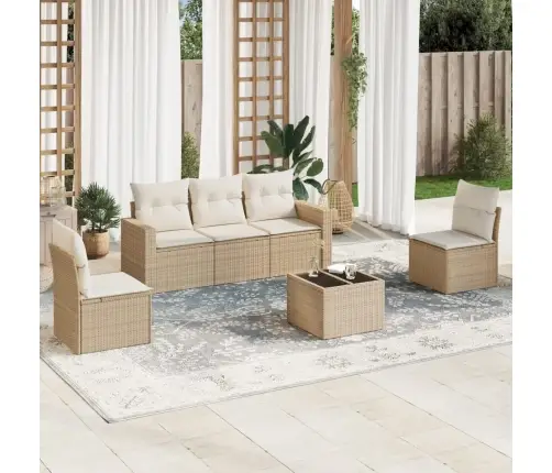 6-Osaline Aiadiivani Komplekt Patjadega, Beež, Polürotang