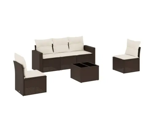 6-Daļīgs Dārza Dīvānu Komplekts, Matrači, Brūna Pe Rotangpalma Vidaxl