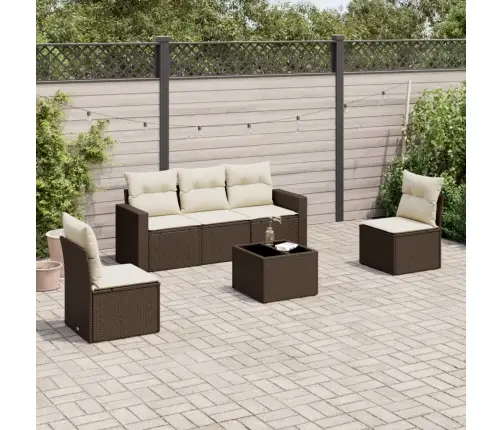 6-Daļīgs Dārza Dīvānu Komplekts, Matrači, Brūna Pe Rotangpalma Vidaxl