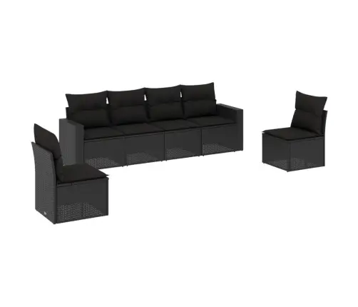 6-Daļīgs Dārza Dīvāna Komplekts, Matrači, Melna Pe Rotanpalma Vidaxl